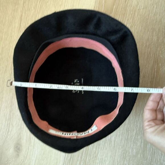 VTG 40s 50s I. Magnin Small Half Hat Derby Fedora Italy Retro Black Tassel Scarf - Picture 7 of 13